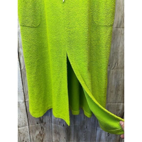 Rare Vintage 60s Mid Century Lime Green Glam Terry Bath House Robe | Large - Picture 4 of 9